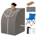 thumbnail image 1 of Costway Portable Steam Sauna w/ 9-gear Adjustable Temperature & Herbal Box Gray, 1 of 9