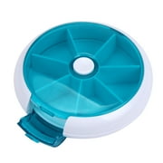 Pill Organizer Weekly,Portable Mini 7 Day Weekly Circular Shape Rotary Case,Pill Case 7 Day 3 Times Medicine Pill Dispenser,Push Button Rotate Pill Planner with 7 Compartments,Cute Fruit Style Box