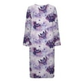 thumbnail image 4 of Yuyamidu Purple Bat Zipper Front Robes for Women Long Dressing Gown Cute Mid-Length Robe Size 4XL Soft Crewneck Bathrobe with Pockets Halloween Long Sleeve Housecoats, 4 of 7