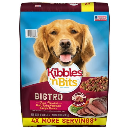 Kibbles 'n Bits Bistro Oven Roasted Beef, Vegetable & Apple Flavors Dry Dog Food, 16 lb. Bag