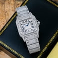 thumbnail image 3 of Pre-Owned Cartier Santos Galbée 29MM 1564 Silver Roman Dial Diamond Bezel Stainless Steel Full Diamond Bracelet, 3 of 7