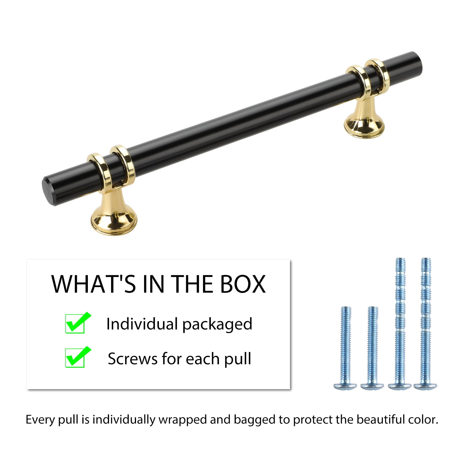Goldenwarm 10Pack Black&Brushed Brass Cabinet Pulls Black Drawer Pulls Kitchen Cabinet Hardware 5inch Hole Center