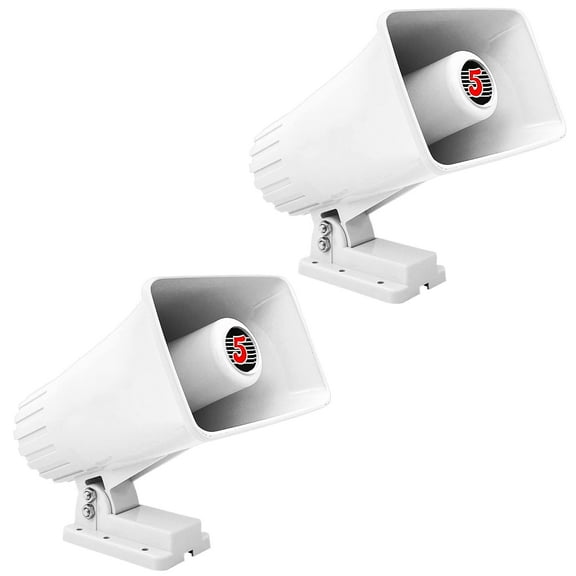 50W Portable PA Horn Speaker Pair - 6"x4" Weatherproof Loudspeakers with Adjustable Mounting Bracket, 8 Ohm, 100dB Sensitivity, 500Hz-5kHz Range for Indoor/Outdoor Use