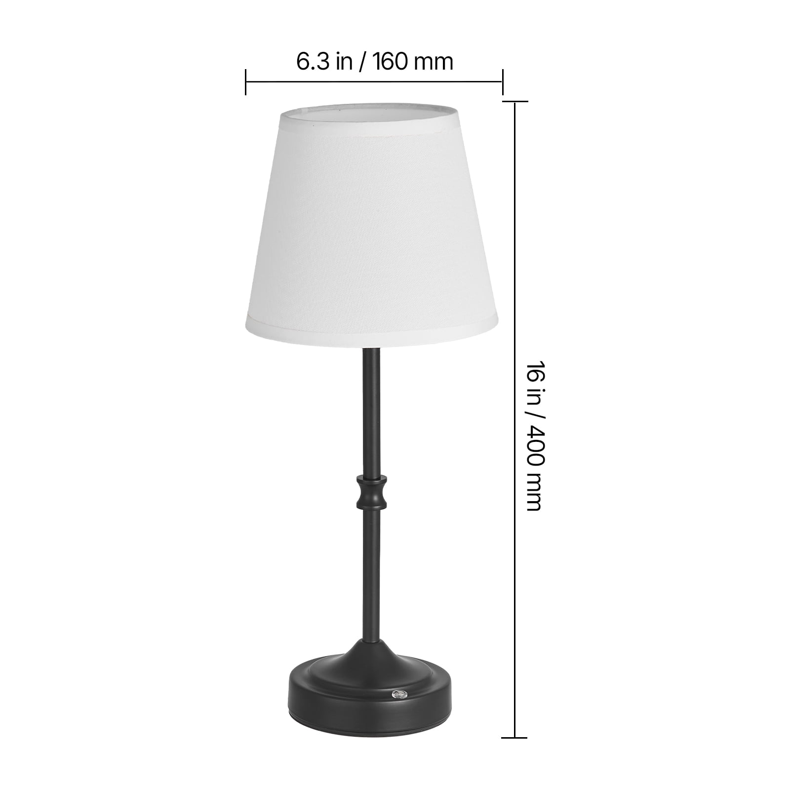 KFFKFF Cordless Table Lamp with Rechargeable Battery, 3-Level Brightness, Fabric Shade, 2700-3000K Warm Light, Ideal for Restaurants, Bedrooms, and Bar Counters, Black