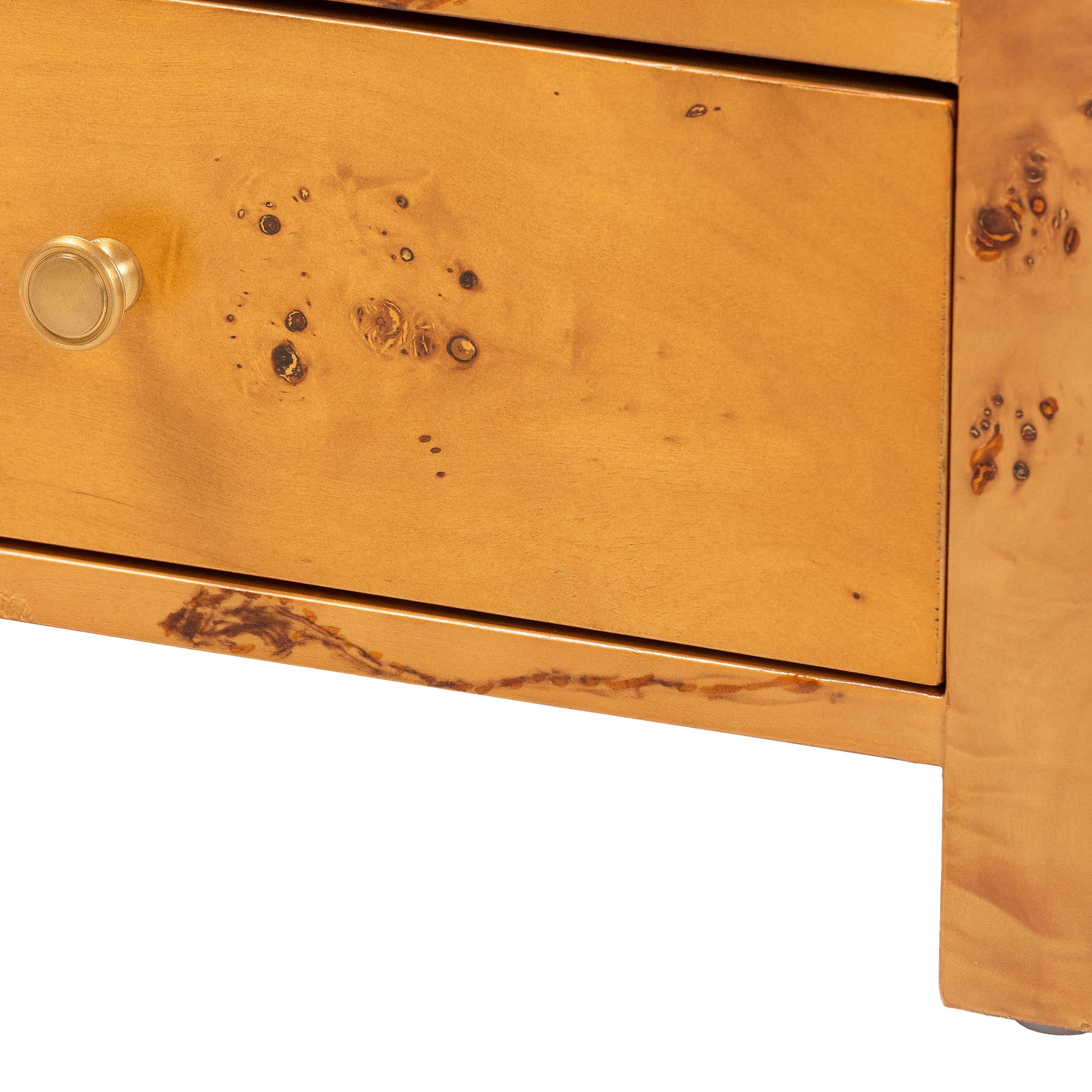 bali & pari Camira Modern Nightstand, 1-Drawer, Light Mappa Burl