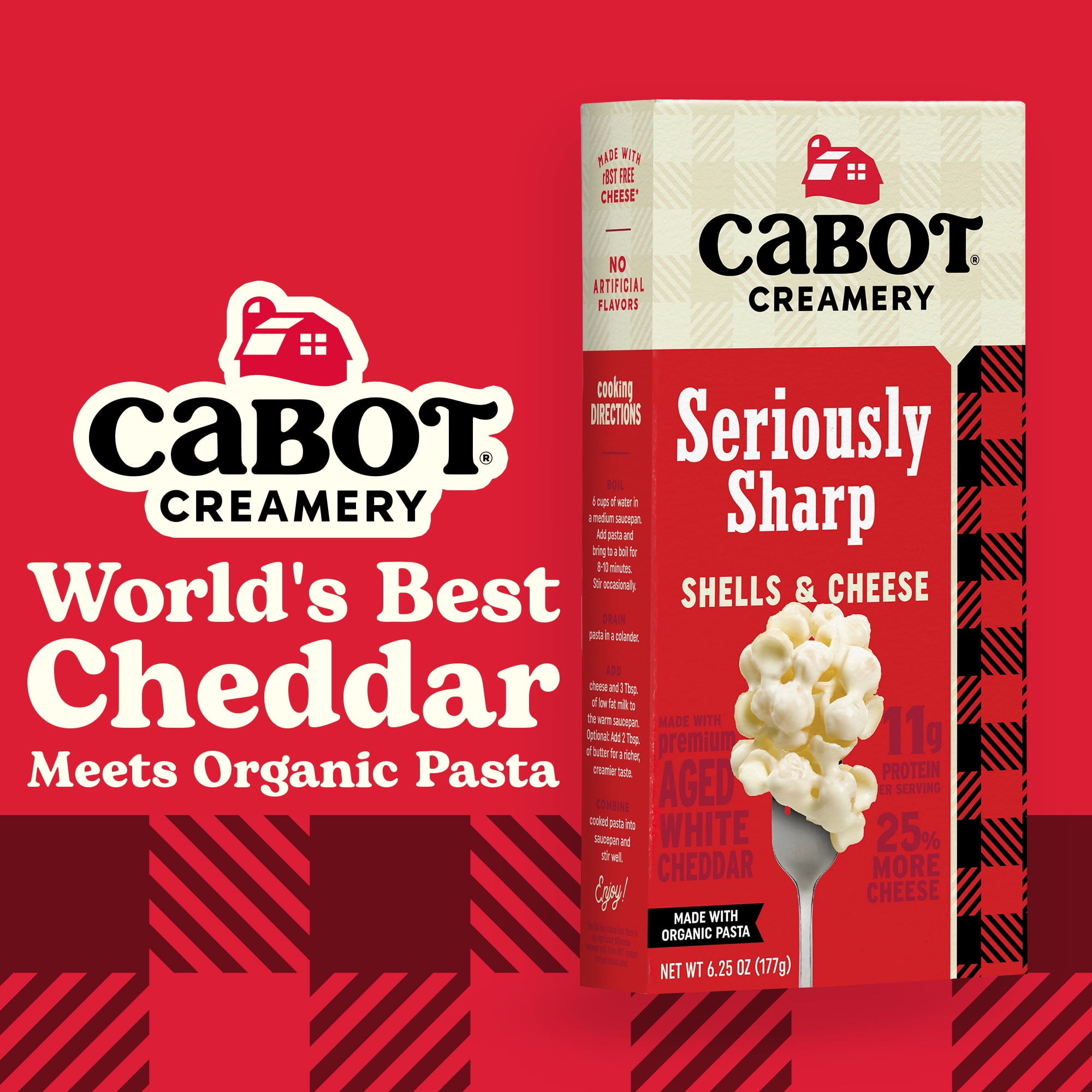 (12 pack) Cabot Seriously Sharp White Cheddar Macaroni and Cheese Shells
