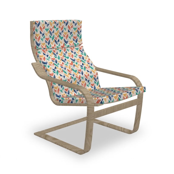 Abstract Armchair Pad and Slipcover, Rhythmic Geometric Braid Motifs Dots Triangles Herringbone Style Arrangement, 1 Piece Soft Cushion Replacement with Removable Cover, Multicolor, by Ambesonne