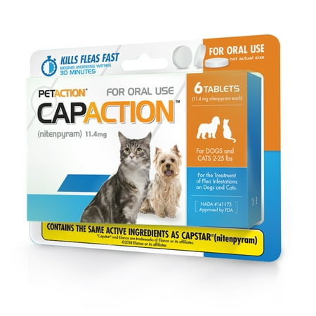 CapAction Fast Acting Flea Treatment for Cats & Small Dogs, 6