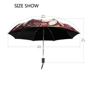 YAZAOO One-Touch Auto Open Close Rain Umbrella With Creative Blossoms and Butterflies on Burgundy Pattern