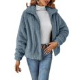thumbnail image 1 of Women's Full Zip Long Sleeve Lapel Fleece Jacket navy blue XXXXXL, 1 of 5