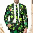 thumbnail image 4 of Toimothcn Men's Suit Jackets Fashion Green Four-Leaf Clover Printed Blazers Oversized Warm Slim Fit One Button Lapel Funny Festival Performance Suit Jacket Comfy Mens Dailywear, 4 of 5