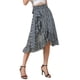 thumbnail image 4 of Falda Midi Floral Refinada para Mujer, Casual de Verano, con Volantes, Nudo en la Cintura, Corte A, Falda Fluida, Talla XS, Color Negro, 4 of 6