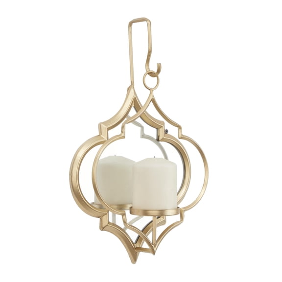 CosmoLiving by Cosmopolitan Gold Metal Geometric Wall Hanging Pillar Wall Sconce