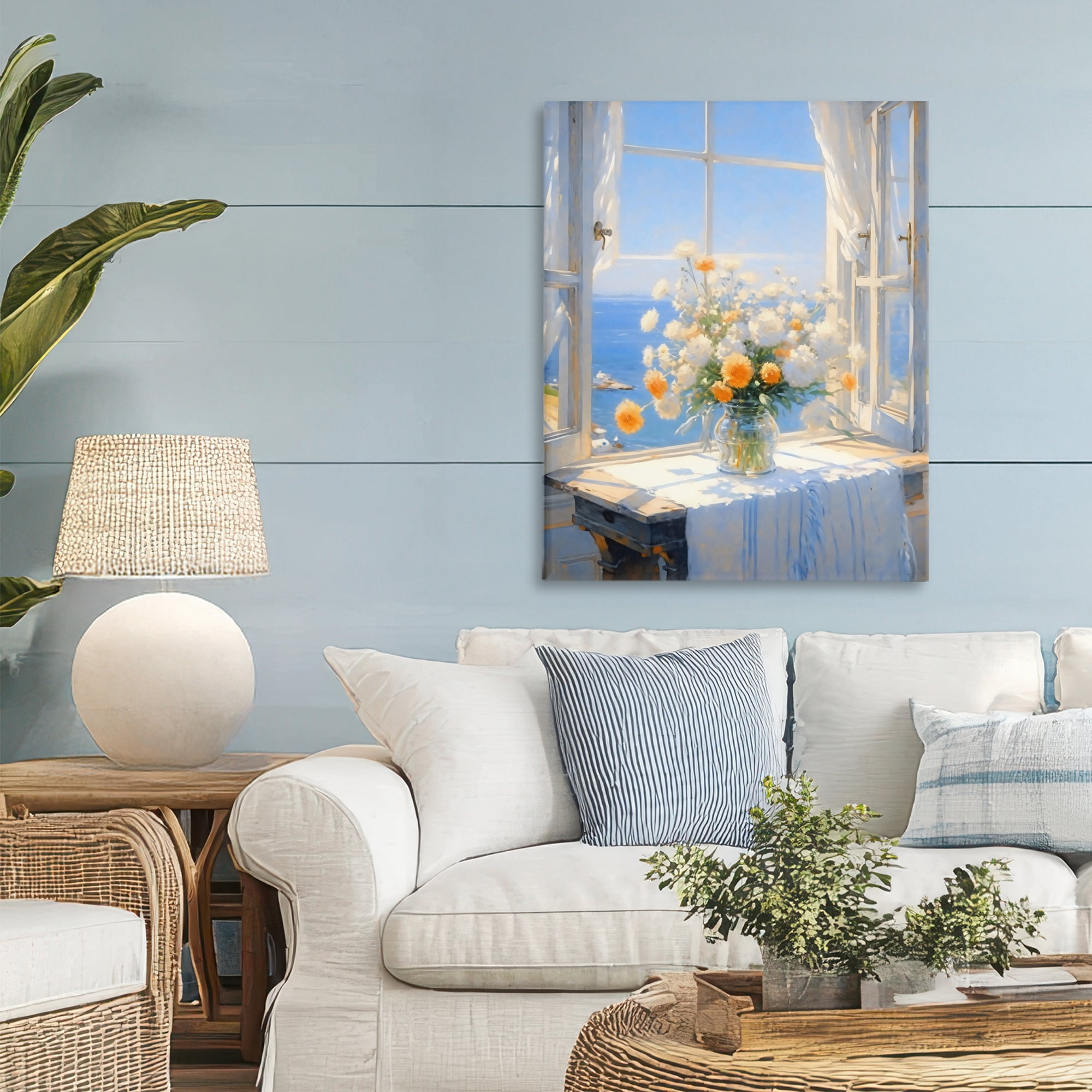 Stupell Industries Floral Window View of Sea Canvas Wall Art, design by Creative Studio