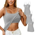 thumbnail image 2 of WTOBBY 3-Pack Women's Camisole with Built-in Chest Pad, Sexy Oversized Underwear Set, Soft Stretchy Comfort Fit Plus Size Tank Tops for Layering,Gray 5XL, 2 of 4