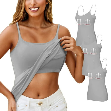 Nokdvo 3PC Yoga Racerback Tank Top for Women with Built in Bra Women s Padded Sports Bra Fitness Workout Running Shirts 5XL