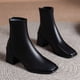 thumbnail image 3 of NECHOLOGY Botas Mujer Zapatos Botines de mujer Moda mujer cuero artificial Color sólido otoño suela gruesa tacones cuadrados cremallera botines cortos zapatos de punta cuadrada (Black, 7.5), 3 of 5