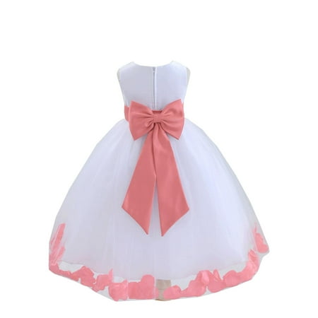 

Ekidsbridal Wedding Pageant Rose Petals White Tulle Flower Girl Dress Toddler Special Occasion 302T 2