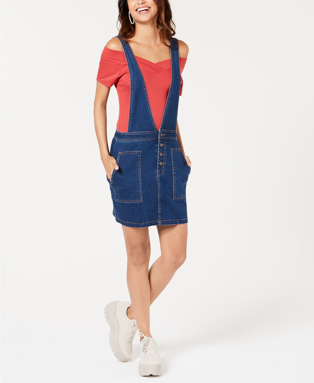 Tinseltown Tinseltown Juniors Denim Jumper Skirtall