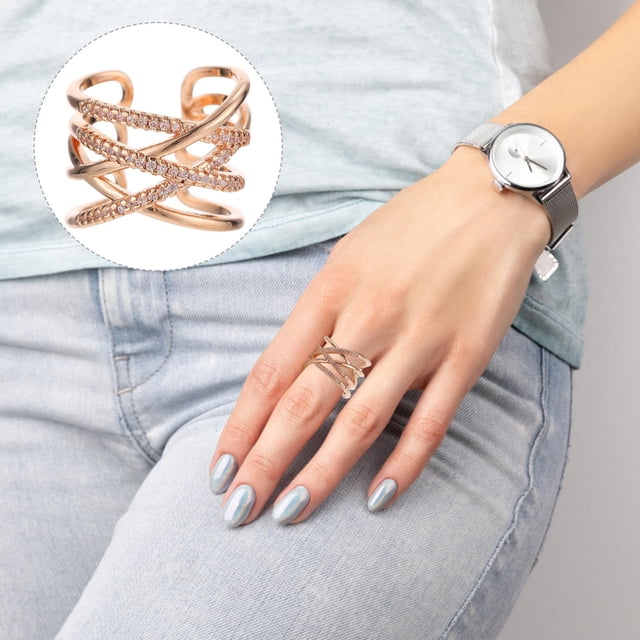 GOOHOCHY Anillo Dorado Con Estilo Cruz Para Mujer Compatible Con Uso Diario Y Celebraciones