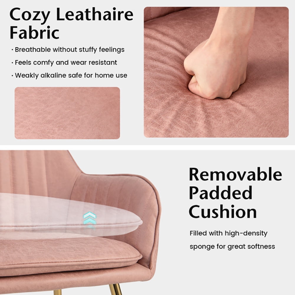 Finihen Modern Living Dining Room Accent Arm Chairs, Accent Upholstered Arm Chair with Steel Gold Legs, Set of 2, for Bedroom, Living Room, Dining Room, Pink Finihen Modern Living Dining Room Accent Arm Chairs, Accent Upholstered Arm Chair with Steel Gold Legs, Set of 2, for Bedroom, Living Room, Dining Room, Pink