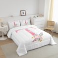 thumbnail image 3 of Erosebridal Letter Personalized Comforter Sets Queen Size,Floral Flower Bedding Queen Comforter Set,Initial Monogrammed Bedding Sets Queen with Comforter,Teens Bedroom Decor,Reversible,3 Pieces, 3 of 8