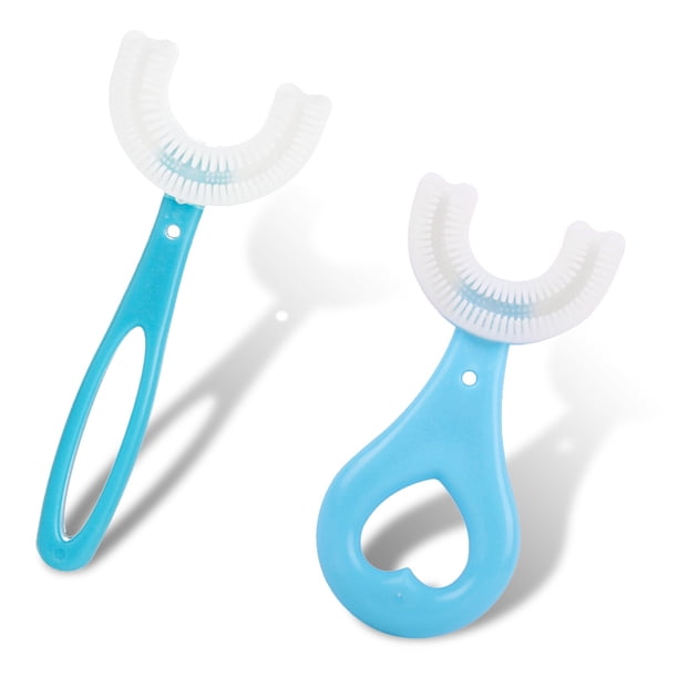 Bewildely Silicona 360 grados de mano en forma de U blanqueamiento cepillo de para bebés cepillo de para niños mango de cepillo flexible Suministros de limpieza para el hogar azul 2-6 años tipo 3 Bewildely HA008802-05B