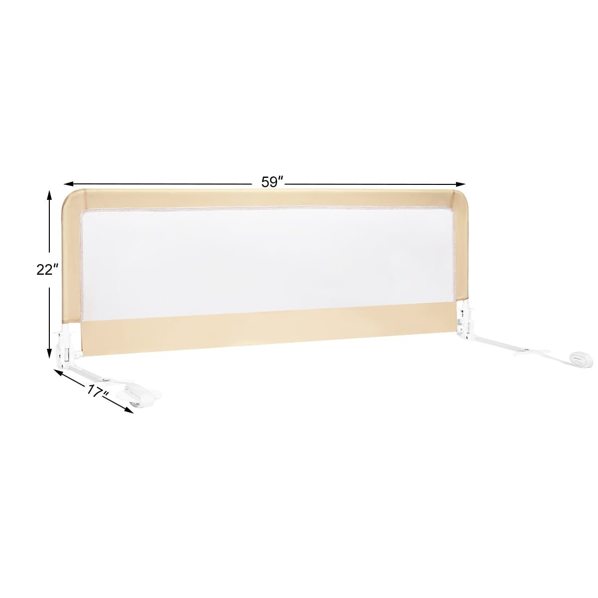 Infans 59" Breathable Baby Children Toddlers Bed Rail Guard Safety Swing Down Beige