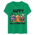 thumbnail image 4 of IDOCLOTHES Halloween Tshirts Shirts for Women Happy Hallothanksmas Funny Graphic Tees Loose Fit Thanksgiving Short Sleeve Fall Outfits Womens Tops Green, S, 4 of 4