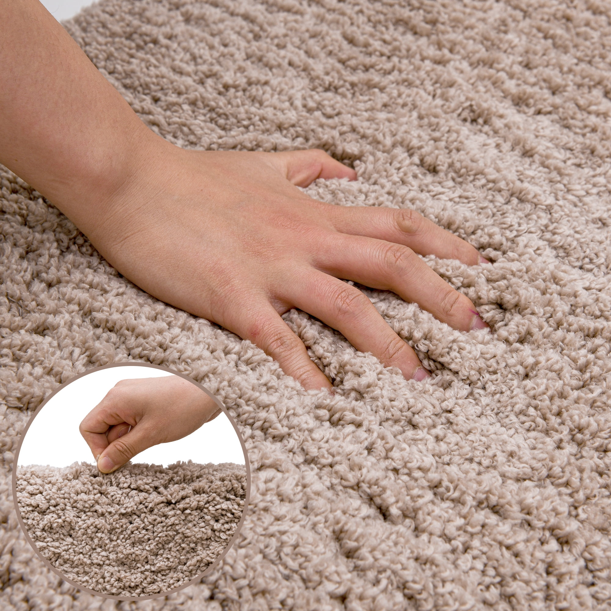 XWZO Shag Soft Tufted Bath Mat for Bathroom 1 Piece, High Pile Absorbent Non Slip Bath Rug with Rubber Backing, Camel, 24x35 Inch