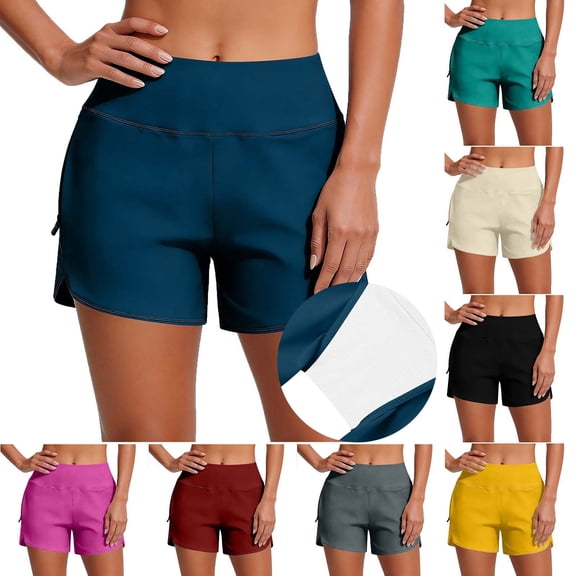 Sentmoon Swim Trunks for Women Golf Shorts Women High Waist Stretchy with Pockets Elastic Waist Regular Fit Shorts Hawaii for Surfing and Water Sports S-2XL