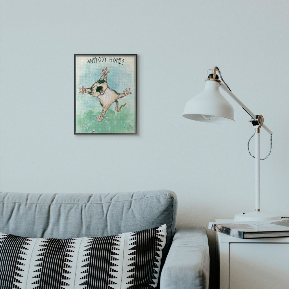Stupell Industries Anybody Home Funny Cat Cartoon Pet Design Framed Wall Art by Gary Patterson