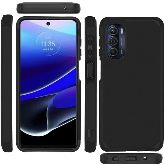 For Motorola Moto G Stylus 5G 2022 Ultra Slim Protection Shock Absorption Hybrid Dual Layer Hard PC   TPU Rubber Armor Cover ,Xpm Phone Case [ Black ]