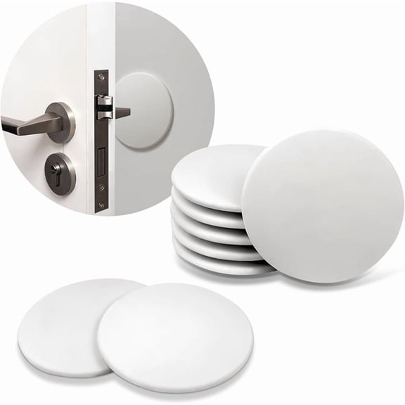 Home Use Door Stopper, 3.14-Inch White, Wall Protector & Shock-Absorbent, 8-Pack