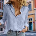 thumbnail image 4 of Chemisier Femme Manches Longues Coton Lin Simple Mode Respirant Tenue Quotidienne, 4 of 9