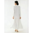 thumbnail image 5 of Textured Crew Neck Maxi Dress with Buttons, 5 of 6