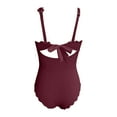 thumbnail image 4 of Women's One Shoulder Ribbed Scalloped Swimsuit - Cutout Back, Ruched Tummy Control, 4 of 5