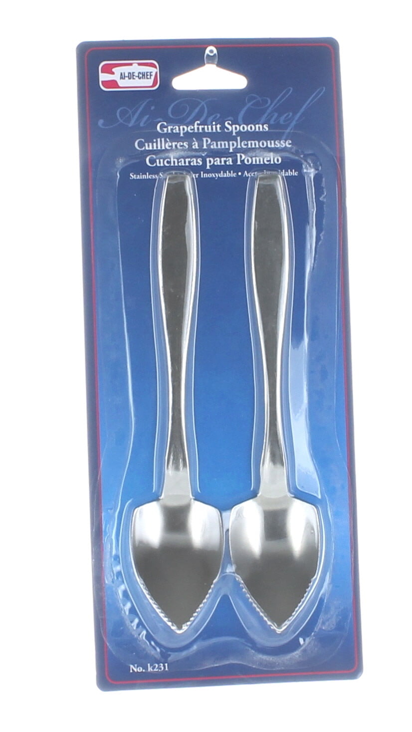2 PCS Thick Stainless Steel Grapefruit Spoon Dessert Spoon Serrated Edge Spo@LS 