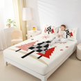 thumbnail image 4 of Manfei Abstract Xmas Tree Queen Sheet Sets,Red Snowflake Flat Sheet,Merry Christmas Queen Fitted Sheet For Teens,Super Cozy Room Decor,4 Pieces, 4 of 7