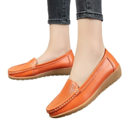 

f21 Women s Shoes Solid Color Slip-on Wedges Shoes Single Shoes Casual Shoes Wedge Sandals for Women Soft Feetbed Size 8.5 Orange Wide