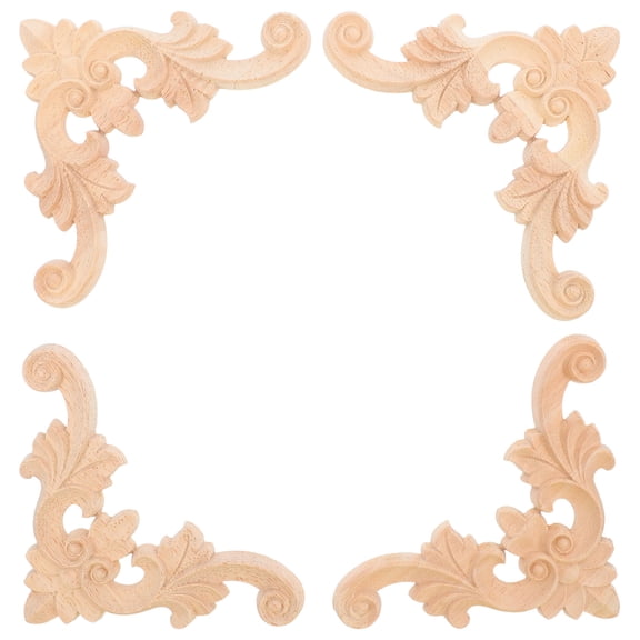 HONITANO 4Pcs Decorative Wood Carvings for Home Decor European .5X7.0X0.8In