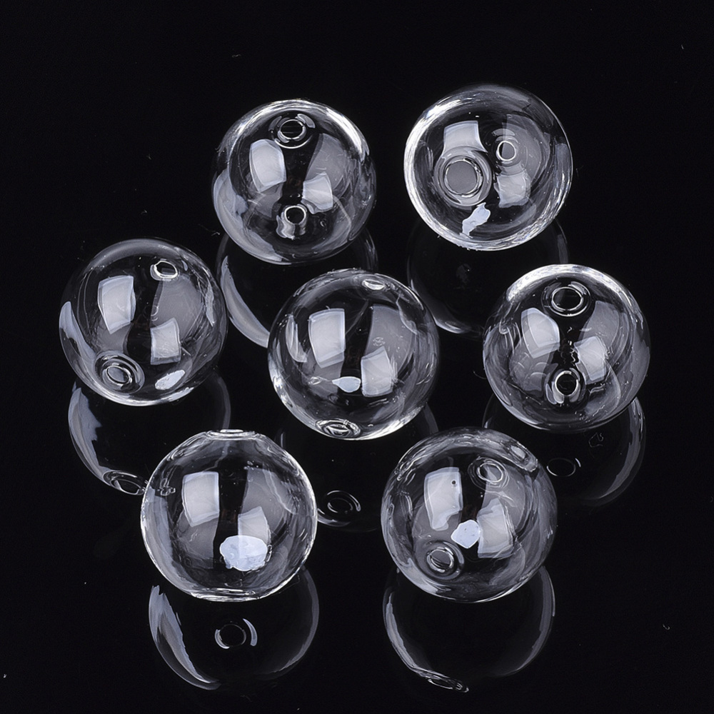 Handmade Blown Glass Globe Beads Round Clear 22x21~22mm Hole: 1.5~2.5mm DIY