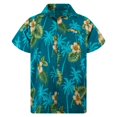 thumbnail image 1 of Camisa Hombre Camisa de hombre de manga corta cómoda y casual de moda de moda con impresión digital de solapa (Green, XXL), 1 of 3