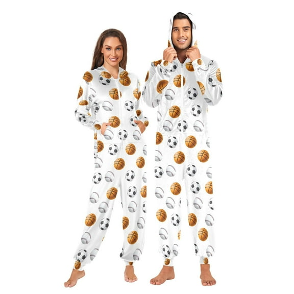 joogoo Basketball Football Baseball Unisex Adults Onesies Pajamas Jumpsuits L