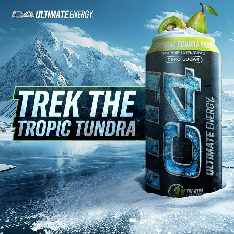 C4 Energy, Zero Sugar, Carbonated Energy Drink, 16oz Can, Tropical