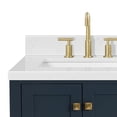 thumbnail image 6 of ARIEL Cambridge 36 Inch Midnight Blue Bathroom Vanity with Sink, Solid Wood, Carrara White Quartz Countertop, 1.5-Inch Edge, Left Rectangular Undermount Sink, 2 Soft Closing Doors, 5 Drawers, 6 of 10