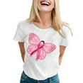 thumbnail image 1 of Hauts d'Été pour Femmes Rose Mode Imprimé Manches Courtes Col Rond Blouse T-Shirts Décontractés pour Femmes Blanc L, 1 of 4
