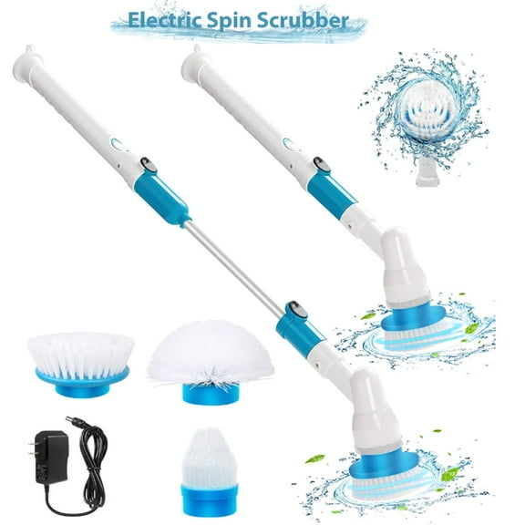 GYDEK Electric Spin Scrubber Cordless Power Cleaning Brush with 3 Replaceable Brush Heads Adjustable Extension Arm Shower Scrubber for Bathroom Tub Floor Tile