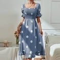 thumbnail image 2 of IROINNID Casual Dresses For Women Puff Sleeve Printed Comfy Short Sleeve Square Neck Long Dress Summer, 2 of 8