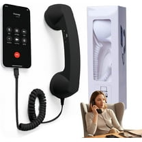 Type-C Retro Telephone Style Landline Handle Receiver, Telephone Handset for Mobile Phone, Vintage Wired Plug in Handheld Cell Phone Receiver with Microphone